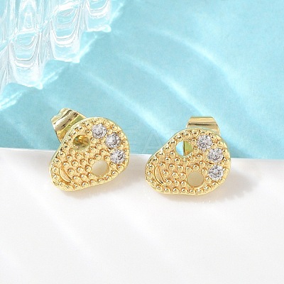 Halloween Brass & Crystal Rhinestone Stud Earrings for Women EJEW-G464-04G-04-1