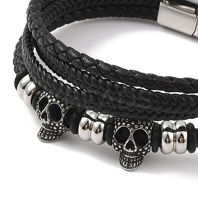 Braided Microfiber Leather Multi-strand Bracelets BJEW-B096-08F-1