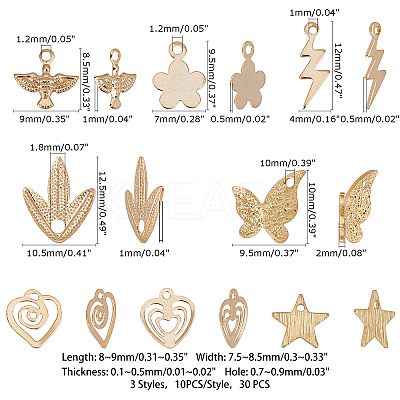 80Pcs 8 Style Brass Charms KK-FH0002-12-1