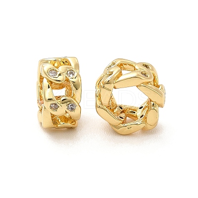 Rack Plating Brass Micro Pave Cubic Zirconia European Beads KK-C010-23-1
