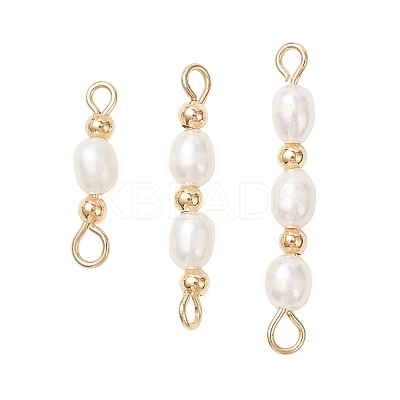 3Pcs 3 Styles Natural Cultured Freshwater Pearl Rice Beaded Links Connector Charms PALLOY-JF04914-02-1