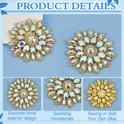 2Pcs Alloy with Rhinestone Handicraft Beading Appliques AJEW-FG0004-29A-1