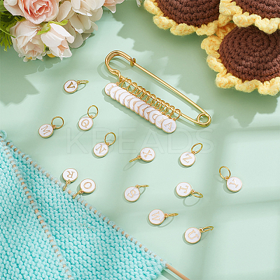 26Pcs Alloy Enamel Pendant Locking Stitch Markers HJEW-BC00084-1