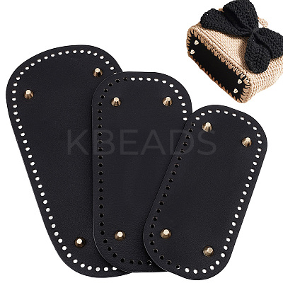 3Pcs 3 Style Oval PU Leather Knitting Crochet Bags Nail Bottom Shaper Pad DIY-PH0009-84-1