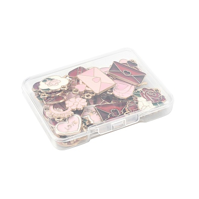 30Pcs 15 Styles Valentine's Day Theme Alloy Enamel Pendants ENAM-FS0004-22-1