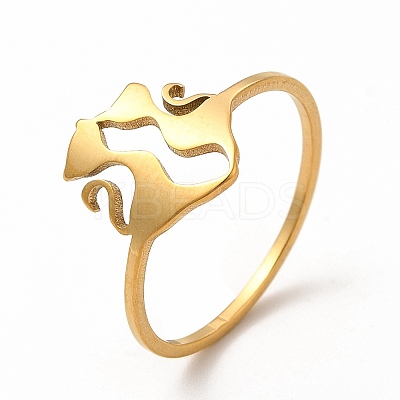 201 Stainless Steel Double Cat Finger Ring for Women RJEW-K239-04G-1