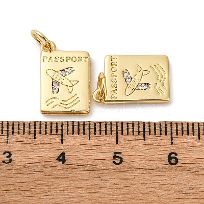 Brass Micro Pave Cubic Zirconia Pendants X-KK-P308-54G-1