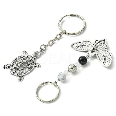10Pcs 5 Styles Tibetan Style Alloy Kcychain KEYC-FS0001-05-1