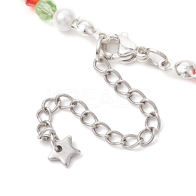 Faceted Bicone Imitation Austrian Crystal & Round Shell Pearl Beaded Bracelets for Women BJEW-JB10770-1