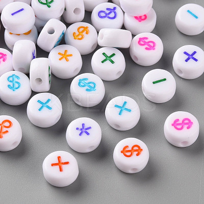 Craft Style White Mixed Color Acrylic Symbol Beads X-MACR-Q241-A002-1