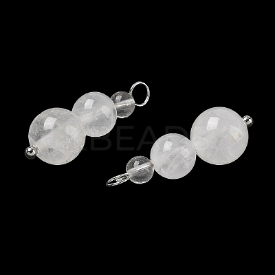 Natural Quartz Crystal Round Beaded Pendants PALLOY-JF02867-08-1