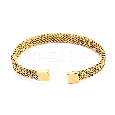 304 Stainless Steel Wire Mesh Cuff Bangles for Women BJEW-D022-01A-G-1
