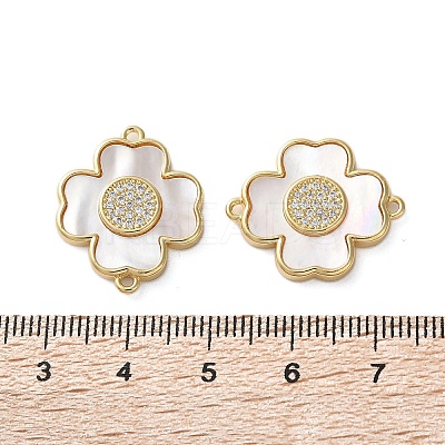 Brass Micro Pave Clear Cubic Zirconia Cross Connector Charms KK-U070-09B-G-1