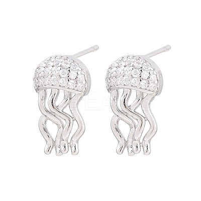 Brass Micro Pave Cubic Zirconia Stud Earrings EJEW-G471-19G-1