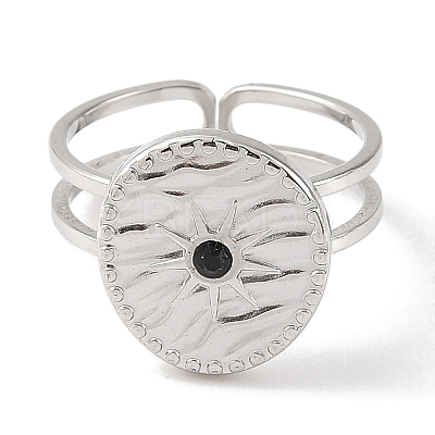 304 Stainless Steel Open Cuff Ring for Women RJEW-F166-07P-02-1