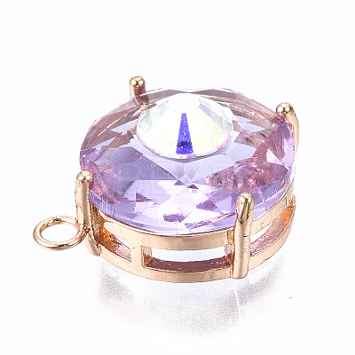 Transparent Faceted Glass Pendants GLAA-S193-035B-LG-1