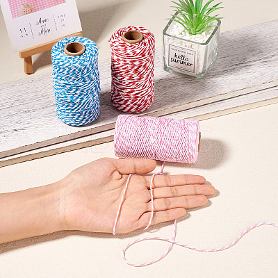 3 Rolls 3 Colors Two Tone Cotton String Threads OCOR-TA0002-24-1