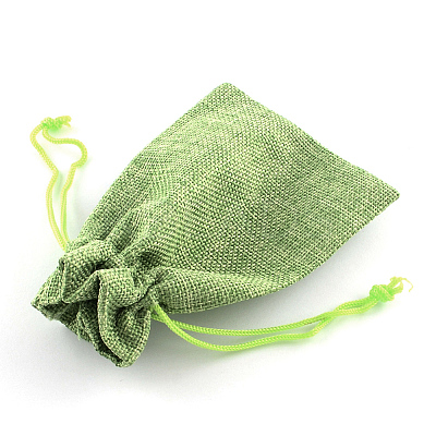 Polyester Imitation Burlap Packing Pouches Drawstring Bags LS-ABAG-R005-9x7-02-1