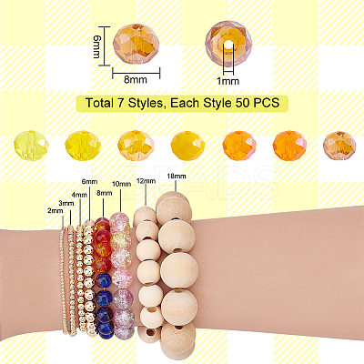 7 Strands 7 Style Electroplate Transparent & Opaque Solid Color Glass Beads Strands EGLA-HY0001-03A-1