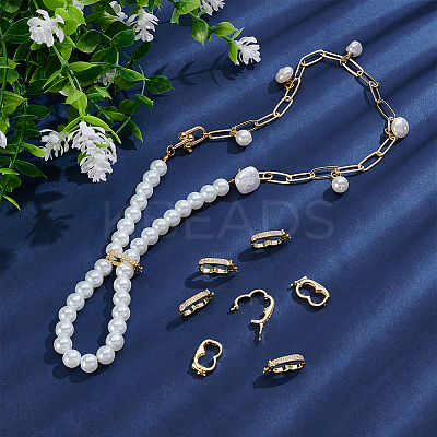 8Pcs Rack Plating Brass Micro Pave Clear Cubic Zirconia Twister Clasps ZIRC-WR0001-04G-1