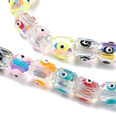 Transparent Evil Eye Glass Beads Strands LAMP-K037-02I-1