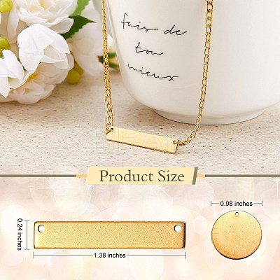 20Pcs 10 Style 304 Stainless Steel Flat Round Pendants & Rectangle Connector Charms Ion Plating(IP) FIND-SZ0002-35-1