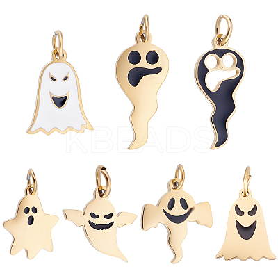 7Pcs 7 Style 316 Surgical Stainless Steel Enamel Charms STAS-UN0035-95-1