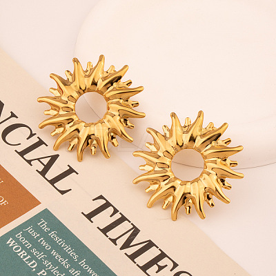 Vintage 304 Stainless Steel Sunflower Stud Earrings for Women KZ0138-3-1