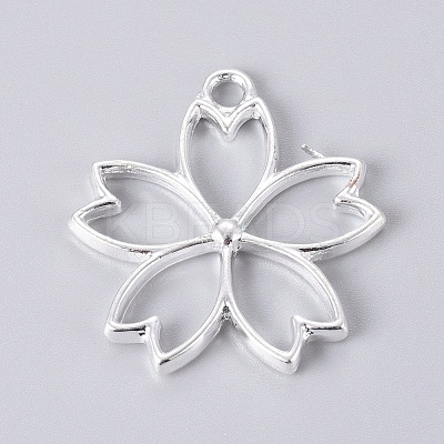 Alloy Open Back Bezel Pendants PALLOY-E564-46S-1