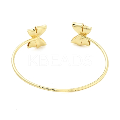 Brass Bowknot Cuff Bangles for Women LS-BJEW-Z072-03G-01-1