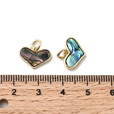 Epoxy Resin & Natural Paua Shell Heart Charms KK-K384-19B-G-1