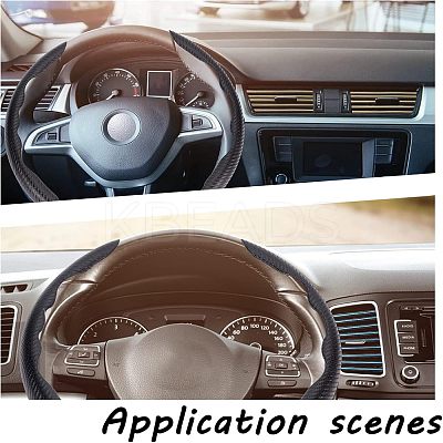2Pcs Fibre Car Steering Wheel Cover and 12Pcs PVC Air Conditioner Strip Decoration Cover AJEW-FH0002-40-1