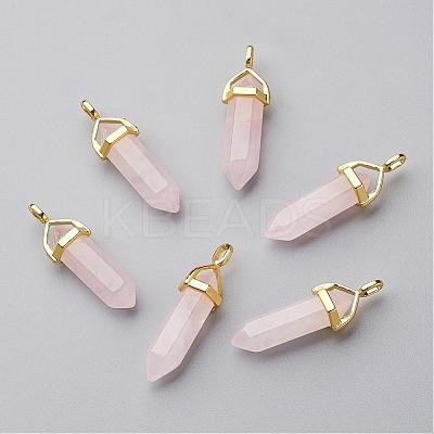 Natural Rose Quartz Double Terminated Pointed Pendants G-G902-B22-1