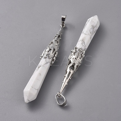Natural Howlite Big Pointed Pendants G-G797-05P-11-1