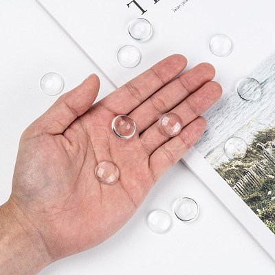 Transparent Glass Cabochons GGLA-R026-18mm-1