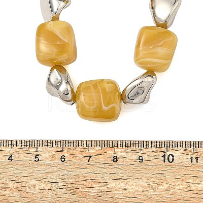 Cube Imitation Gemstone Acrylic Beaded Necklaces for Women NJEW-JN06476-1
