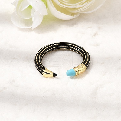 Brass Enamel Cuff Open Rings KK-CBA0E55-10G-1