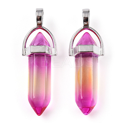Faceted Bullet Glass Pointed Pendants GLAA-CJC0001-16C-1