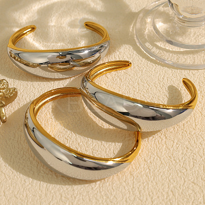 304 Stainless Steel Cuff Bangles for Women BJEW-F489-01-1