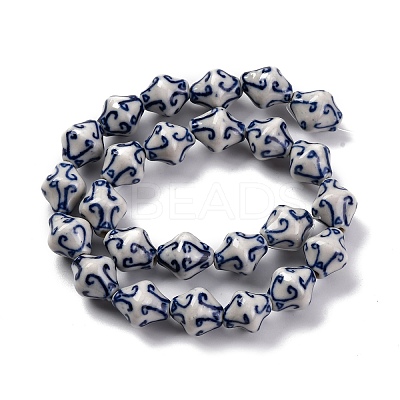 Handmade Blue and White Porcelain Beads Strands PORC-I027-06-1