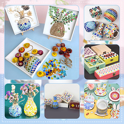 Light Color Series Glass Mosaic Cabochons GLAA-WH0032-10B-1