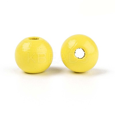 Spray Painted Round Natural Schima Wood Beads WOOD-A018-12mm-04-1