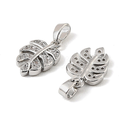 Brass Micro Pave Clear Cubic Zirconia Charms KK-A290-01A-P-1