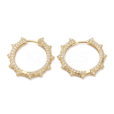 Brass Micro Pave Clear Cubic Zirconia Huggie Hoop Earrings EJEW-A058-02G-1
