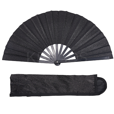 Glitter Plastic & Oxford Cloth Fan with Fan Bags AJEW-WH20022-89A-1