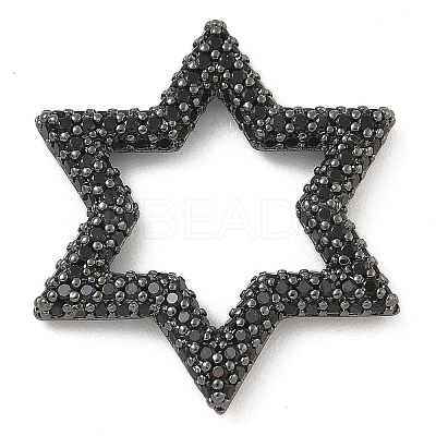 Rack Plating Brass Micro Pave Cubic Zirconia Star Linking Rings KK-A234-004B-1