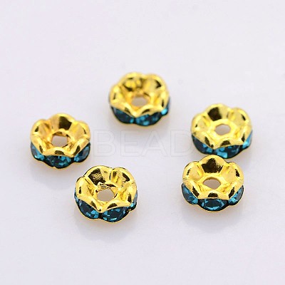 Brass Rhinestone Spacer Beads RB-A014-L6mm-06G-NF-1