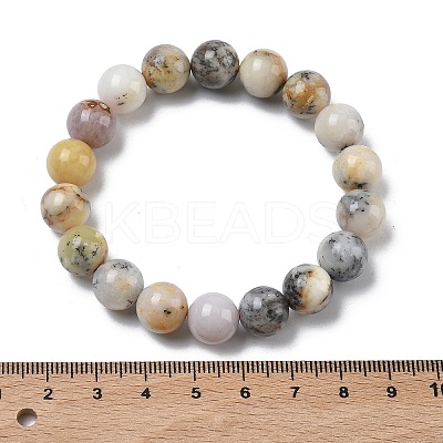 Natural Green Opal Round Beads Stretch Bracelets for Women BJEW-Z158-03L-02-1