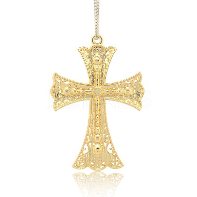 Golden Plated Alloy Cross Big Pendants ALRI-J026-21G-1