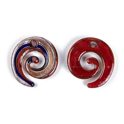Handmade Silver Foil Lampwork Pendants FOIL-S115-B-1